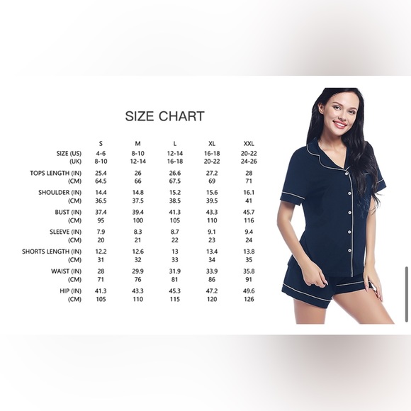 NWT Pajamas/PJs Shorts Set Women Short Sleeve Button Down Soft Sleepwear/Medium - Picture 9 of 9